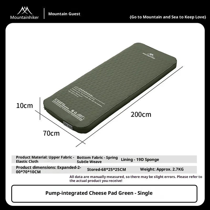 MOUNTAINHIKER Single Double Person Self-inflating Mattress Thick 10cm Compact Folding Camping Sleeping Bed Pad Air Mat Floor