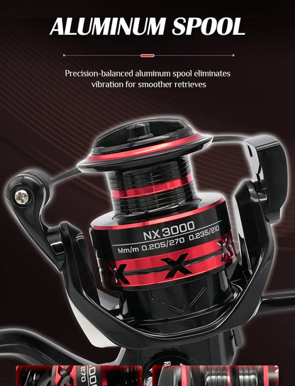 ROOBLINOS NX Fishing Reel 5.2:1 1000-6000 Max Drag 9KG Spinning Reels Metal Spool Reel Drag Fishing Reel,Fishing Accessories