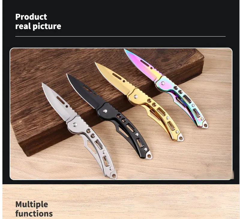 Stainless Steel Keychain Folding Knife Outdoor Carrying Knife Mirror Sharp Pocket Knife Fruit Knife Folding Knife
