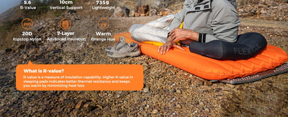 FLEXTAIL ZERO MATTRESS PLUS - 196cm Insulated Sleeping Pad with 5.6/6.0 R-Value, Ultralight Inflatable Camping Mat