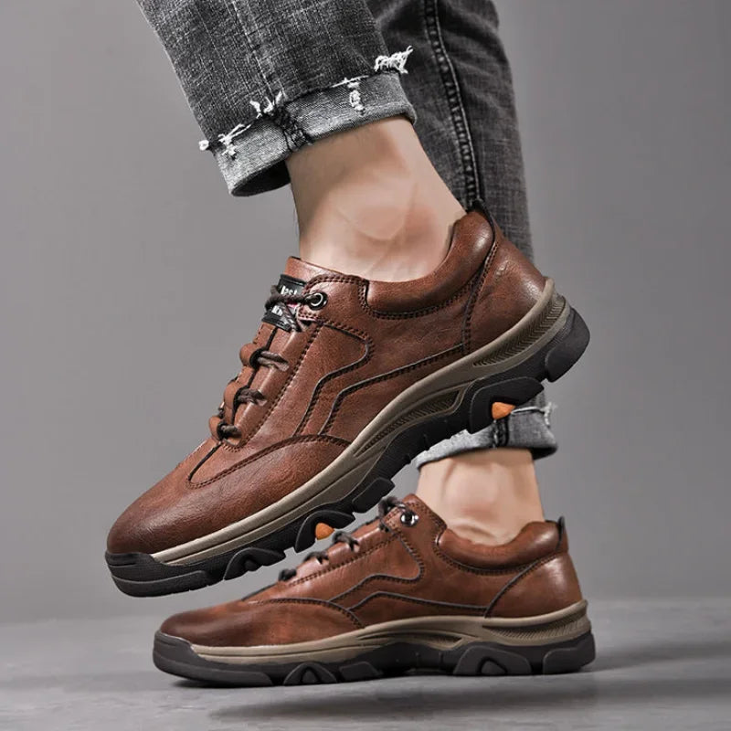 Men’s Casual Outdoor Sneakers – Retro Leather Business & Walking Shoes Non-Slip Comfort