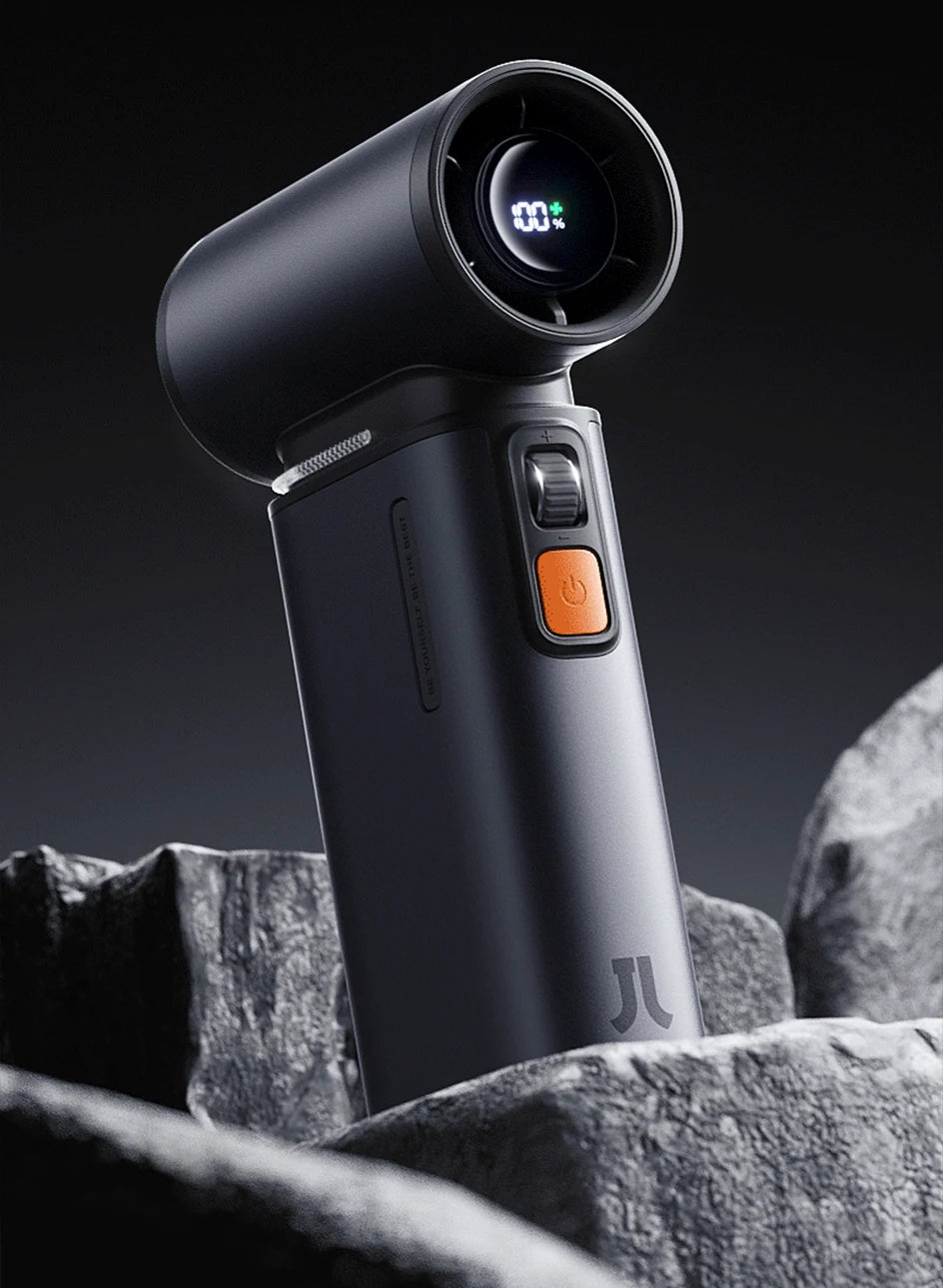 JISULIFE Portable Turbo Handheld Fan, 100 Winds Speeds Adjustable, 9000 mAh Rechargeable Battery, LED Display, Outdoor Camping
