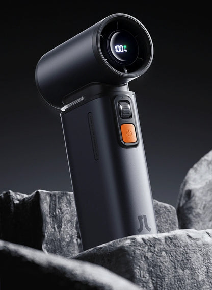 JISULIFE Portable Turbo Handheld Fan, 100 Winds Speeds Adjustable, 9000 mAh Rechargeable Battery, LED Display, Outdoor Camping