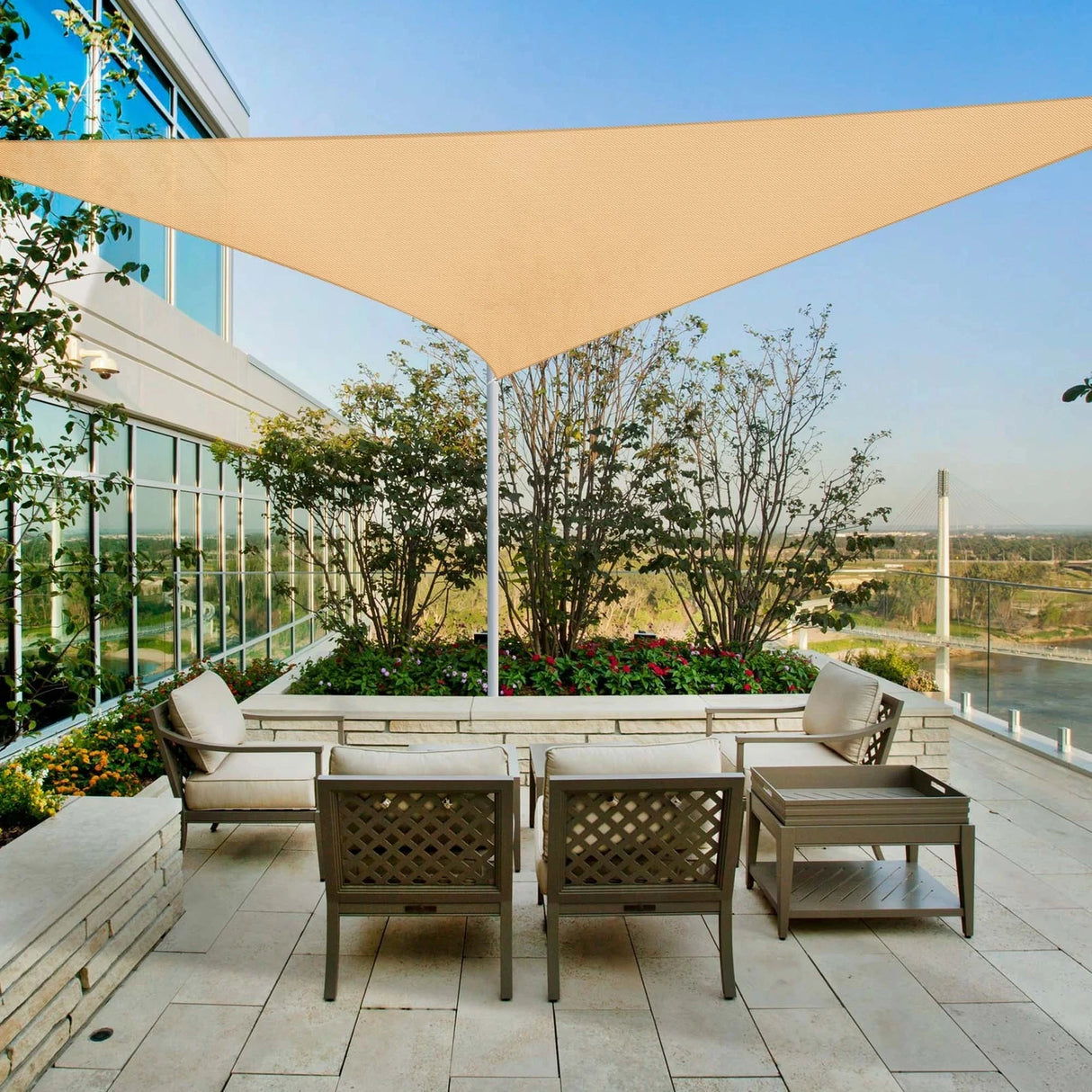 Large Sun Shade Sail Canopy UV Block Triangle Outdoor Sunshade Cover for Patio Pool Garden Waterproof UV Protection Shade Cloth