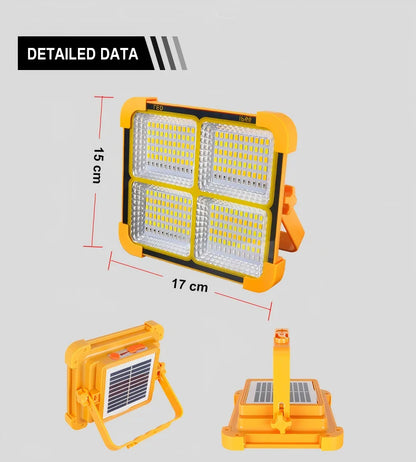 Portable Solar Flood Light LED Lantern Rechargeable Camping Lamp USB Charging Power Bank IP66 Waterproof Outdoor Tent Light
