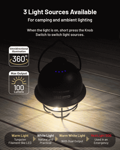 NITECORE 2-in-1 LR40 Camping Light Power Bank 100 Lumen 3 Light Sources Portable LED USB-C Rechargeable Camping Tent Lantern