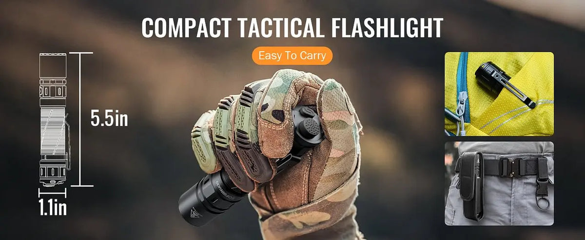 SOFIRN SK30 3000 High Lumen 6000K Tactical Flashlight USB C 21700 Rechargeable Pocket Torch with Dual Tail Switches