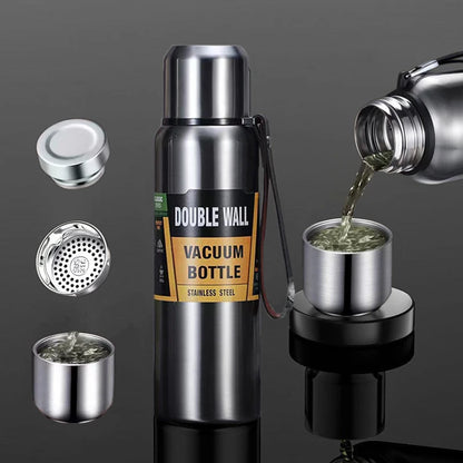 500/1000/1500ml Stainless Steel Thermos Large Capacity Vacuum Flask Portable Insulated Tumbler with Rope Thermo Bottle