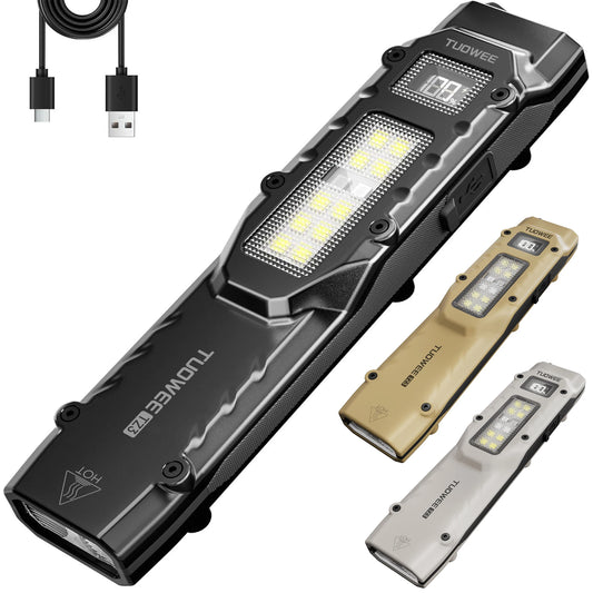 Flat EDC Flashlight – 1500 Lumens, Dual Switch, Digital Display
