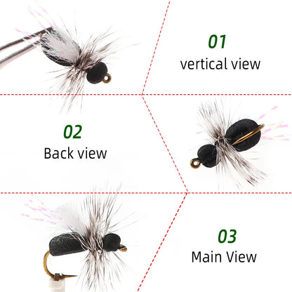 ICERIO Black Foam Ant Dry Flies (3/6 Pack)