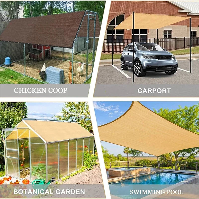 2x2m 2x4m Summer Outdoor Shading Beige Shading Net Wrapped Perforated Shading Cloth Thickened Heat Insulation Net Shading Net