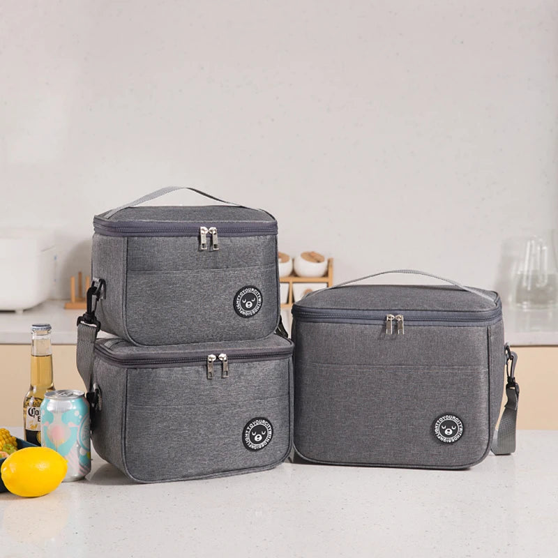 Capacity hand-held with shoulder strap insulated bag, lunch box bag, student thickened waterproof lunch bag。-zmt