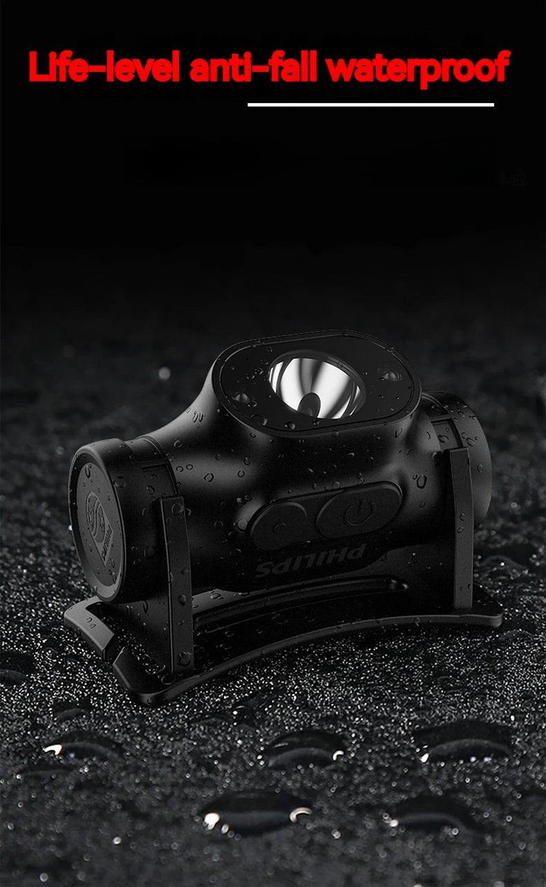 Philips LED Headlamp Sensor Head Flashlight of Lighting Type-C Rechargeable Headlight Outdoor Camping Fishing Lantern