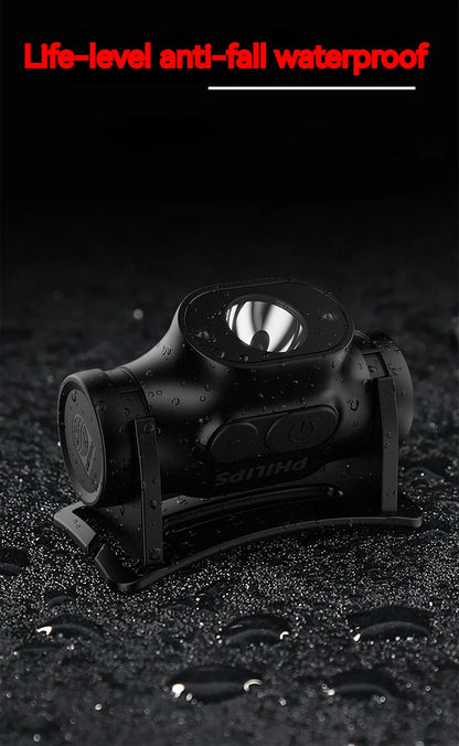 Philips LED Headlamp Sensor Head Flashlight of Lighting Type-C Rechargeable Headlight Outdoor Camping Fishing Lantern