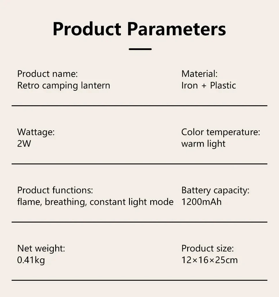 Vintage Rechargeable Camping Lantern – 3 Lighting Modes