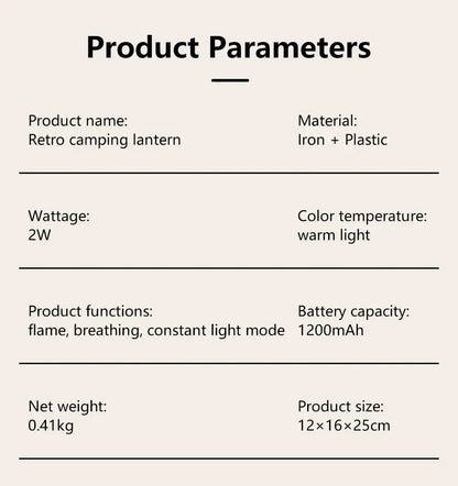 Vintage Rechargeable Camping Lantern – 3 Lighting Modes