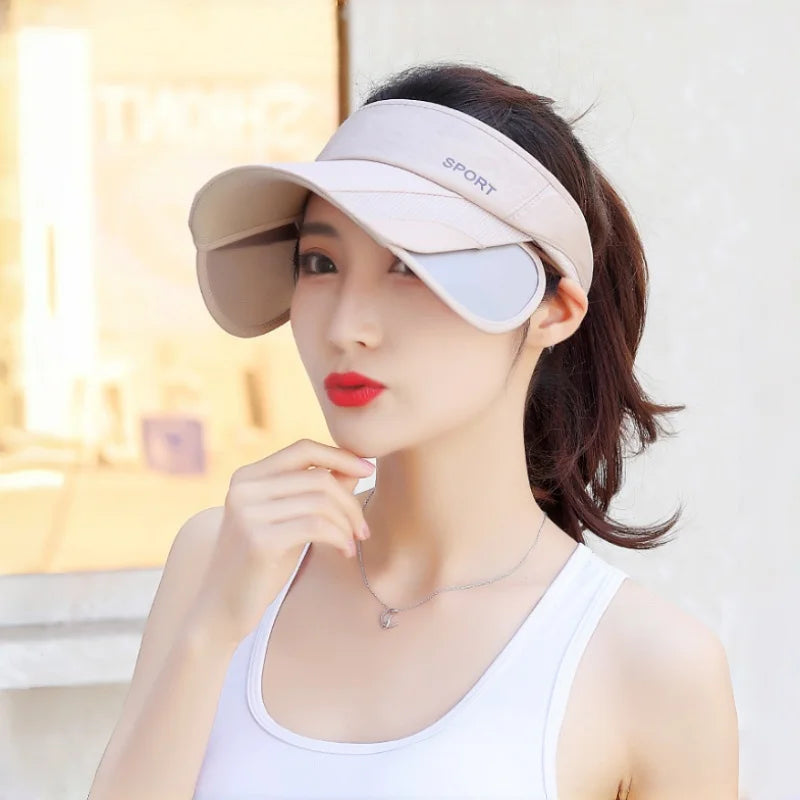 New Summer Outdoor Casual Empty Cap for Men & Women, Fishing Hat with Widened Retractable Brim for Sun Protection