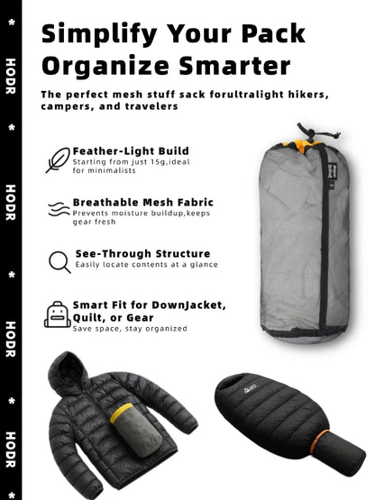 [HODR] Mesh Bags Lightweight Mesh Stuff Sack Drawstring Storage Bags Compression Pouches for Camping, Hiking, Laundry & Grocery