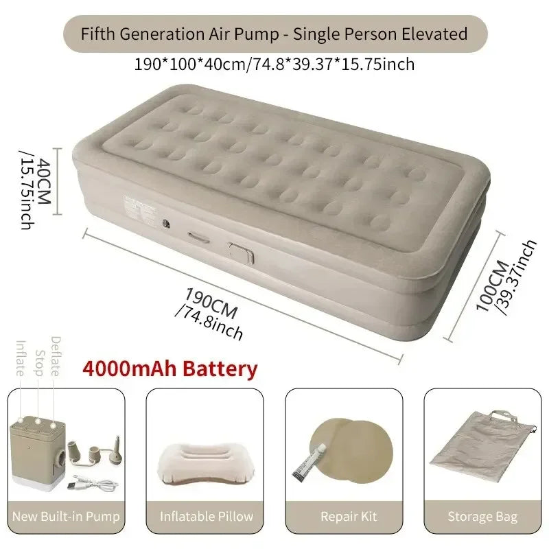 New Air Mattress Built-in Pump Self-inflating Mat Cushion Outdoor Tent Inflatable Bed Double sleeping Pad For Camping or Indoor