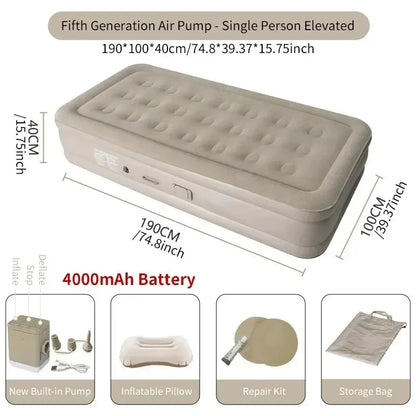 New Air Mattress Built-in Pump Self-inflating Mat Cushion Outdoor Tent Inflatable Bed Double sleeping Pad For Camping or Indoor