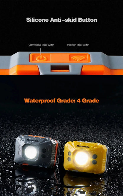 Naturehike Camping Light Ultralight IPX4 Waterproof Sensor Headlight 42h High Endurance Usb Charge Lantern Outdoor Hiking Lamp