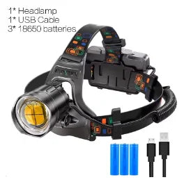 Zoomable LED Headlamp USB Rechargeable Super Bright Waterproof Head Torch High Power Outdoor Head Light for Camping Hiking Worki