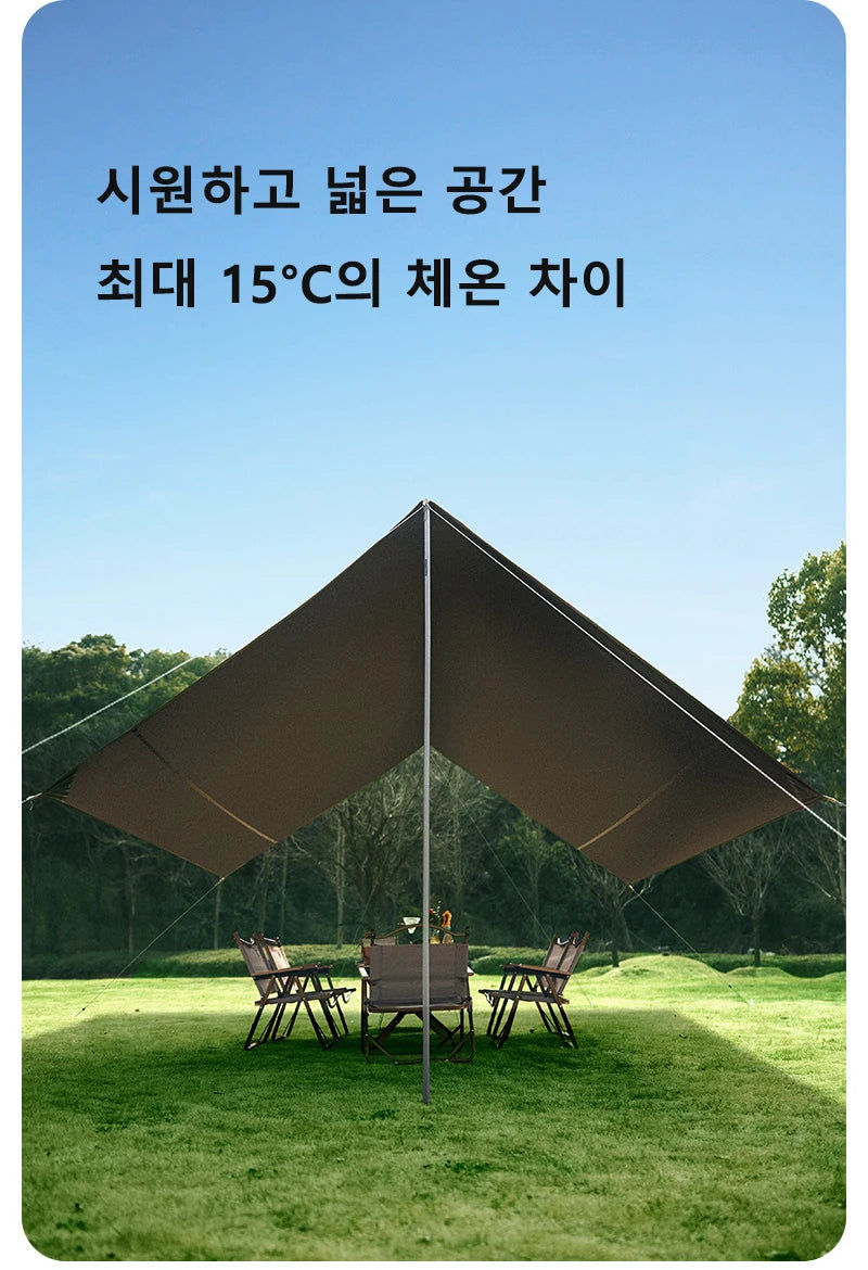 Naturehike Camping Sun Shelter Summer 10-12 Person Awning 17㎡ Sunshade Ourdoor Park Beach Tent Tarp Vinyl Coating Canopy