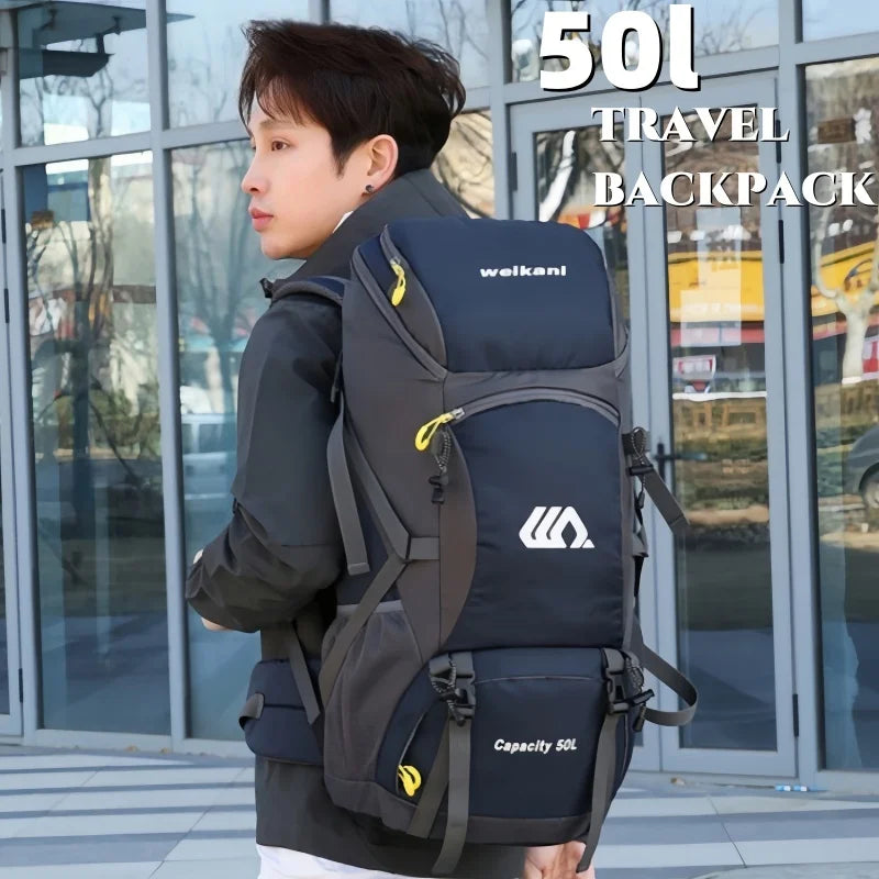 50L Travel Backpack Camping Hiking Rucksack Waterproof Outdoor Climbing Mountaineering Trekking Bag for Men Women Luggage