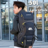 50L Travel Backpack Camping Hiking Rucksack Waterproof Outdoor Climbing Mountaineering Trekking Bag for Men Women Luggage