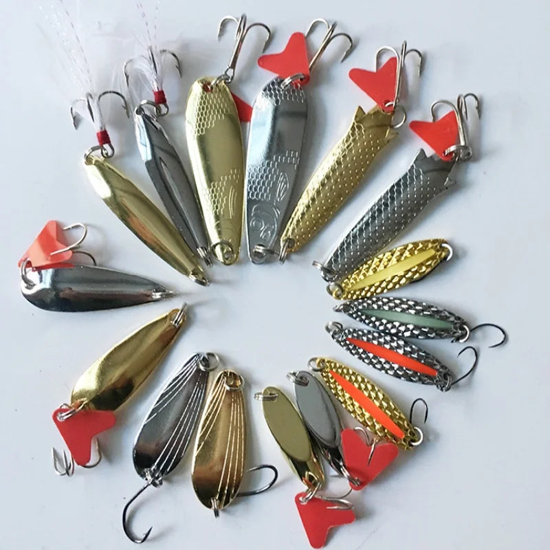 Metal Spoon and Crankbait Lure Kit (16 Pieces) with Box