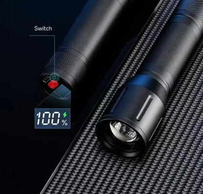 Super bright LED aluminum alloy flashlight Rechargeable torch Outdoor searchlight Portable camping light With telescopic zoom