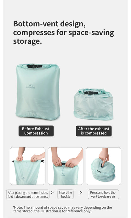 Naturehike Rolled Storage Bag Outdoor Travel Hiking Lightweight Waterproof Vacuum Compression Dispenser Bags Portable Organizer