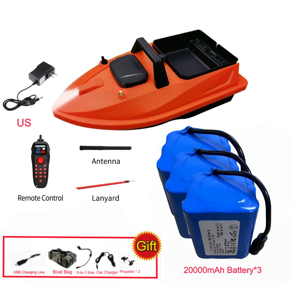 GPS Smart Bait Boat with 24 Saved Fishing Spots & Auto-Return