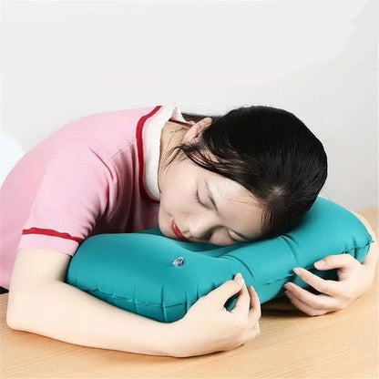Flocking Inflatable Square Pillow Inflatable Travel Pillow Airplane Car Folding Pillows Outdoor Camping Portable Storage Pillow