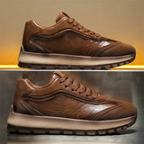 Men’s Leather Casual Sneakers – All-Season Non-Slip Running & Fashion Sports Shoes