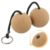 2PCS Floating Cork Ball Keychain – 50mm Buoyant Wooden Key Ring with Rope for Sailing, Kayak & Boat Accessories