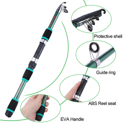 Sougayilang 1.8M Telescopic Rod M Power Children Fishing Rod Fiberglass Material Durable Spinning Fishing Rod Carp Feeder Rod