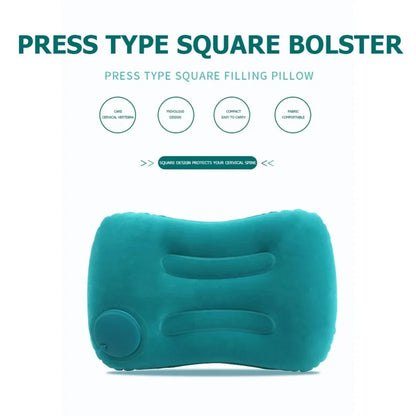 Flocking Inflatable Square Pillow Inflatable Travel Pillow Airplane Car Folding Pillows Outdoor Camping Portable Storage Pillow