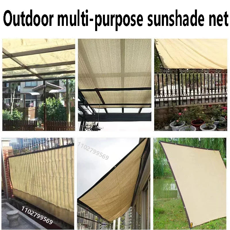Sunshade net privacy screen sunshade cloth suitable for outdoor terrace sunshade porch pavilion cover beige color