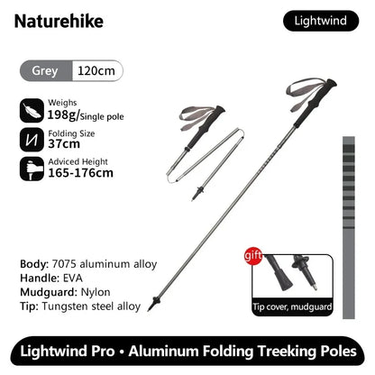 Naturehike 2025 New Walking Stick Ultralight Folding Climbing Backpack Pole 3 Folded Rod Quick Open Travel Hiking Trekking Poles