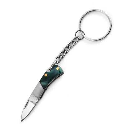 5cm Acrylic Mini Folding Knife Pendant Brass Wood Keychains Sharp Small Blade Portable Hanging Outdoor Camping Unboxing Knife
