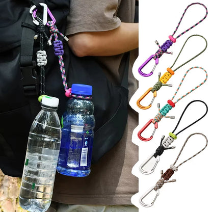 Quick-Release Paracord Water Bottle Hang Buckle Carabiner Portable Clip Multifunctional Hook for Outdoor Hiking Backpack
