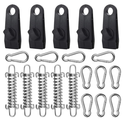 20PCS Tent Accessories Spring Buckle Windproof Rope Tensioner Awning Fixed Hook Buckle, Portable Camping Tent Fixed Buckle,