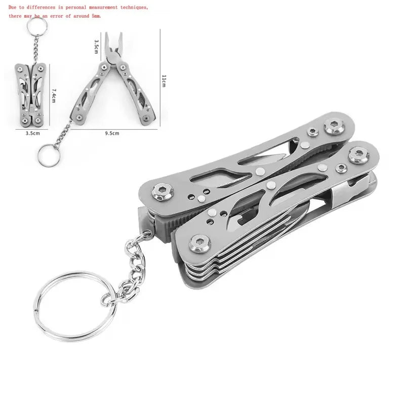 11 IN 1 Multi-purpose Knife Multitools Stainless Steel Folding Knife Wood Handle Outdoor Keychain Pocket Knife Tools