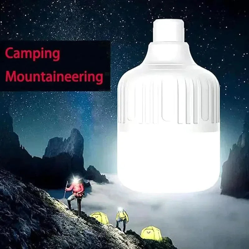 1PC USB Rechargeable 60W LED Camping Light Bulb Hanging Hook Emergency Lantern Portable Tent Lamp Outdoor Camping Night Market