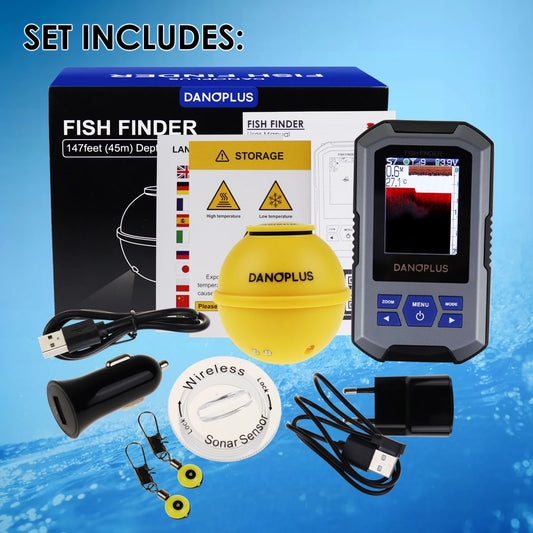 Wireless Sonar Fish Finder with Large LCD & Fish Alarm