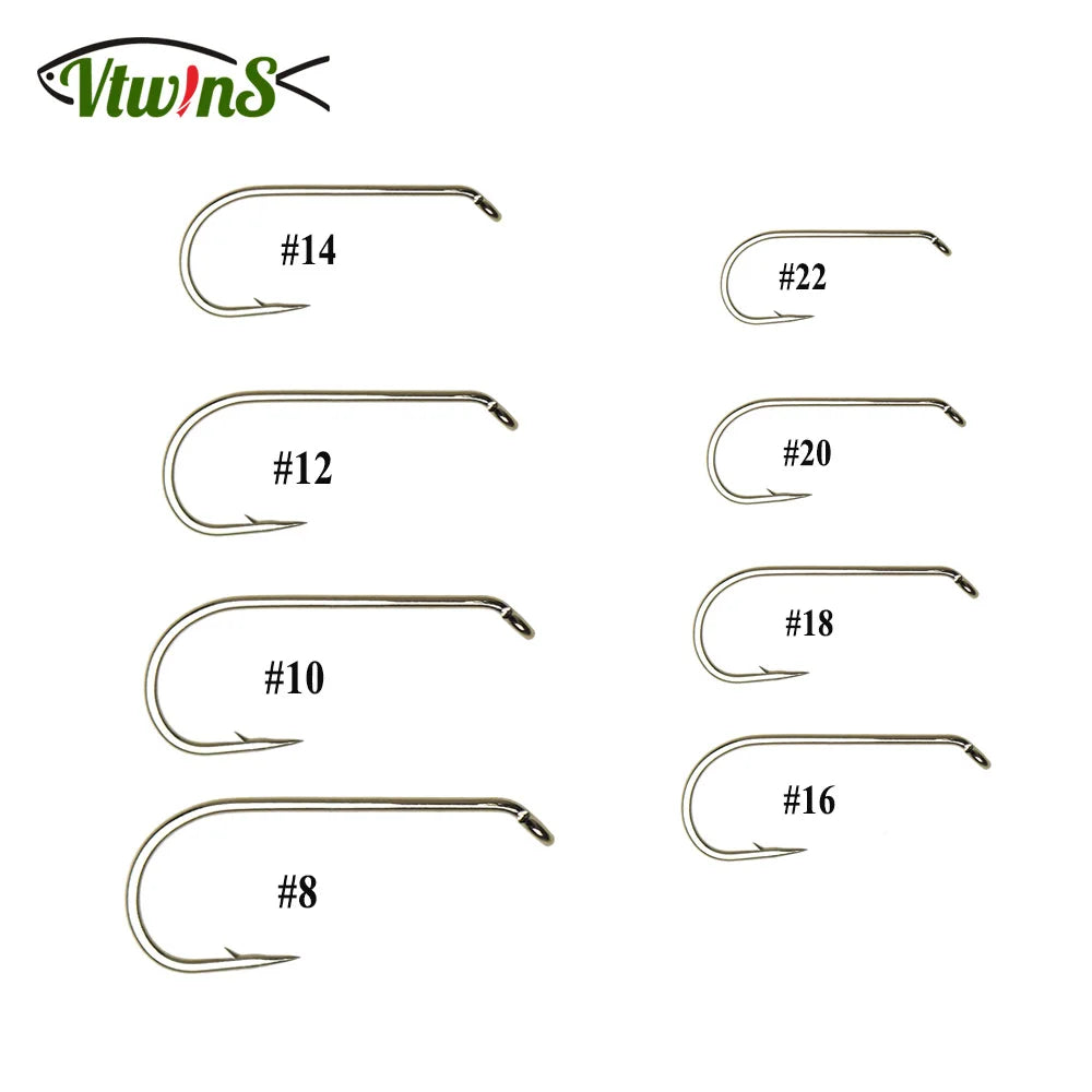 Vtwins 1X Long Shank Fly Tying Hooks (100 Pack)