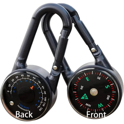 Durable Zinc Alloy Dual-Sided Compass&Thermometer Keychain|Portable Quick-Hang Outdoor Guide for Camping,Hiking,Beach
