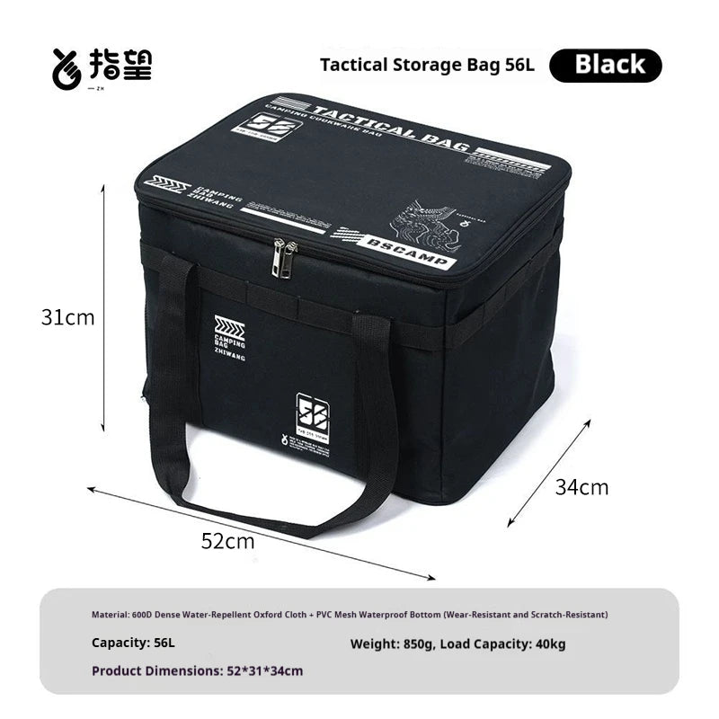 30L/42L/56L Autumn Camping Bag Insulated Waterproof Tactical Foldable Outdoor Picnic Tableware Storage Box Large Capacity Field