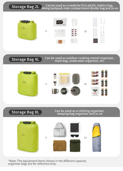 Naturehike Rolled Storage Bag Outdoor Travel Hiking Lightweight Waterproof Vacuum Compression Dispenser Bags Portable Organizer